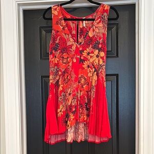 Floral Sleeveless Red Top